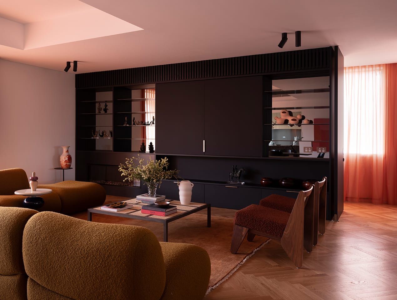 Doria Apartment featuring Havwoods Pallido Herringbone timber flooring
